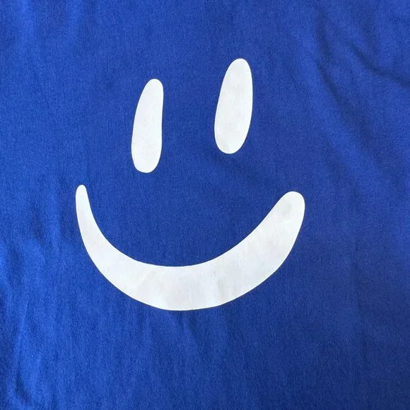 MOLO Roxo Smiley T-Shirt Boys 4 4T 104 Unisex Royal Blue Organic Cotton Tee - Picture 2 of 5